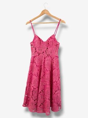 Lovers & Friends Angela Midi Dress Size S Pink Lace Formal Bridal Wedding Shower